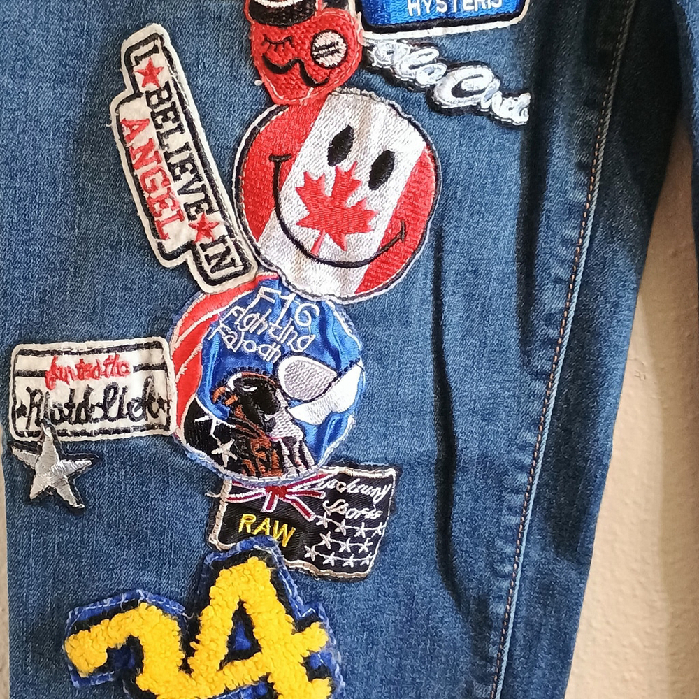 Vintage SP Black Label Size 30 Womens Skinny Denim Jeans W/ Patches - Picture 9 of 12